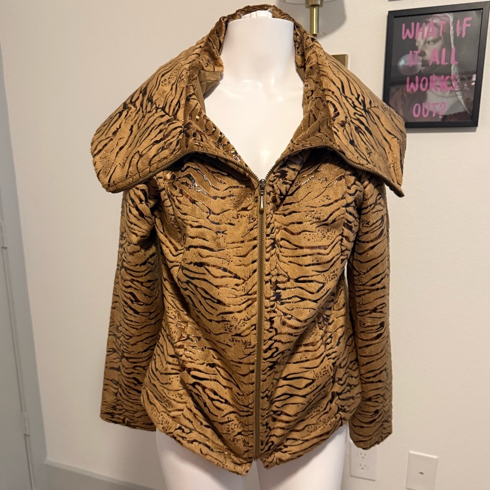 Erin London Brown Tiger Print Teddy Jacket